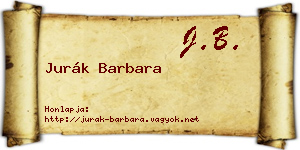 Jurák Barbara névjegykártya